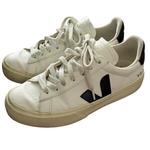 Veja Campo Extra White Black ChromeFree Leather Sneakers Womens Size 6 EUR 37